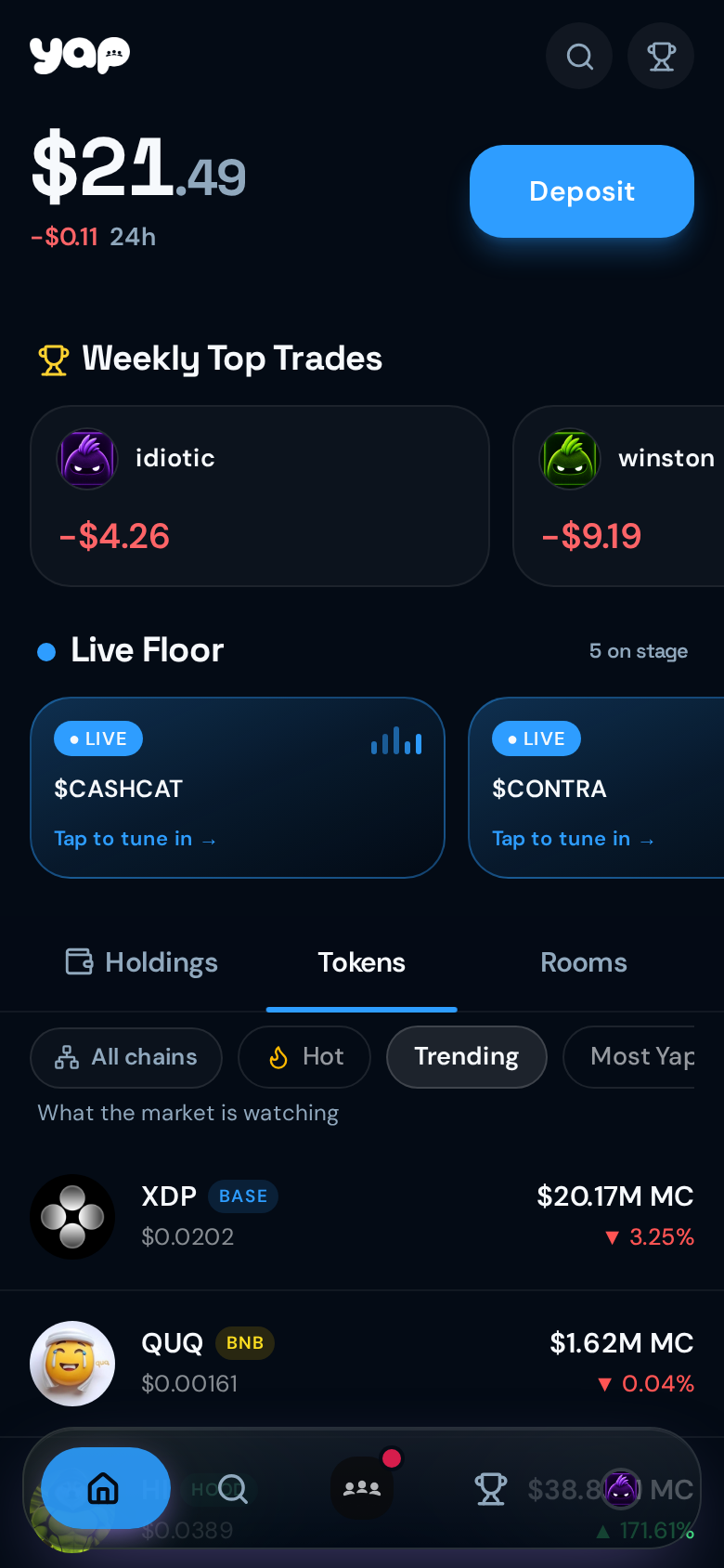 The Live Floor on YAP Home.